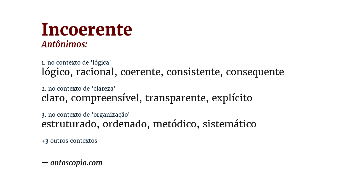 Antônimo de incoerente