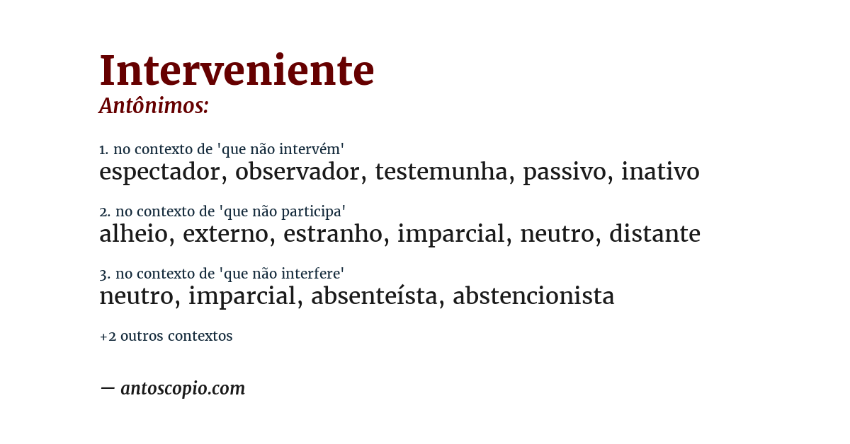 Antônimo de interveniente
