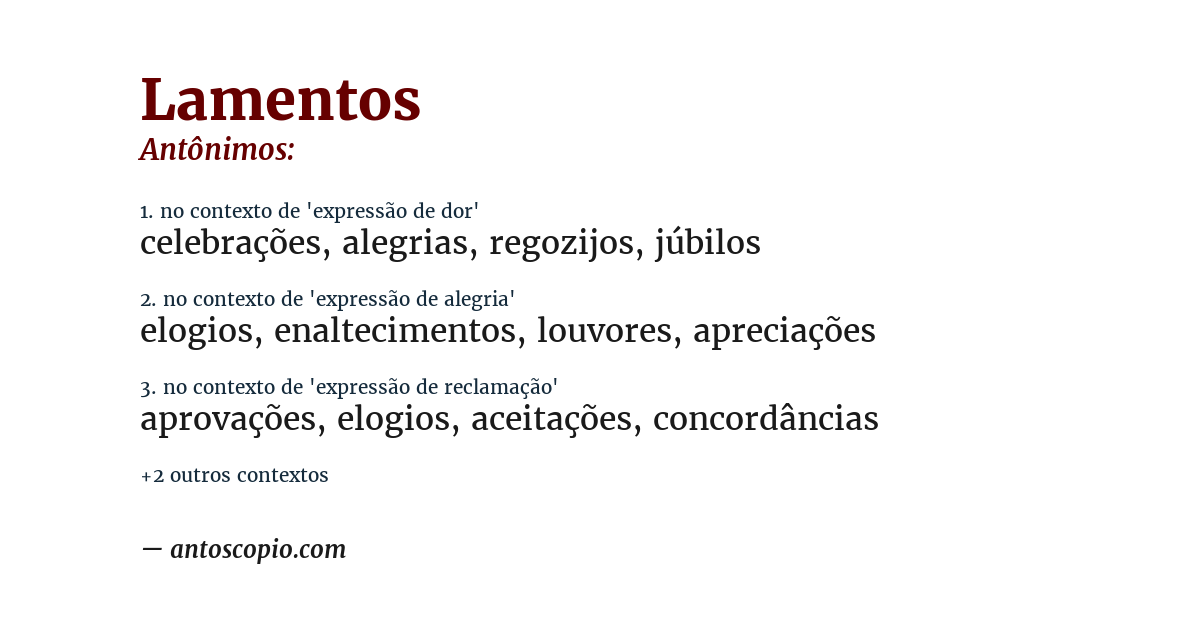 Antônimo de lamentos