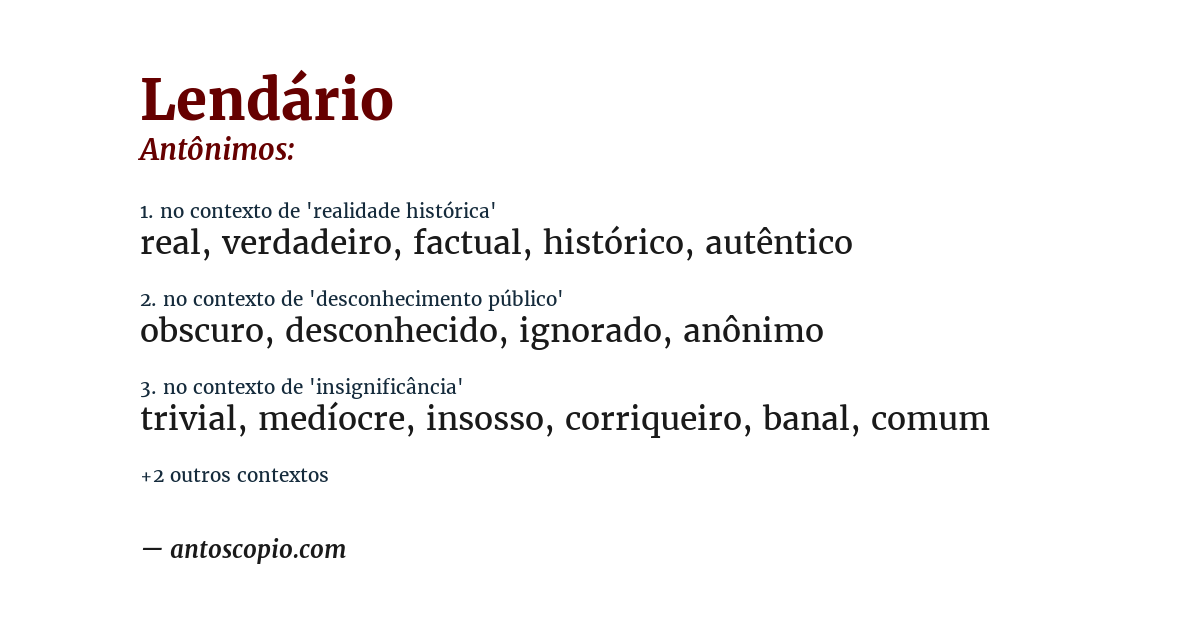 Antônimo de lendário