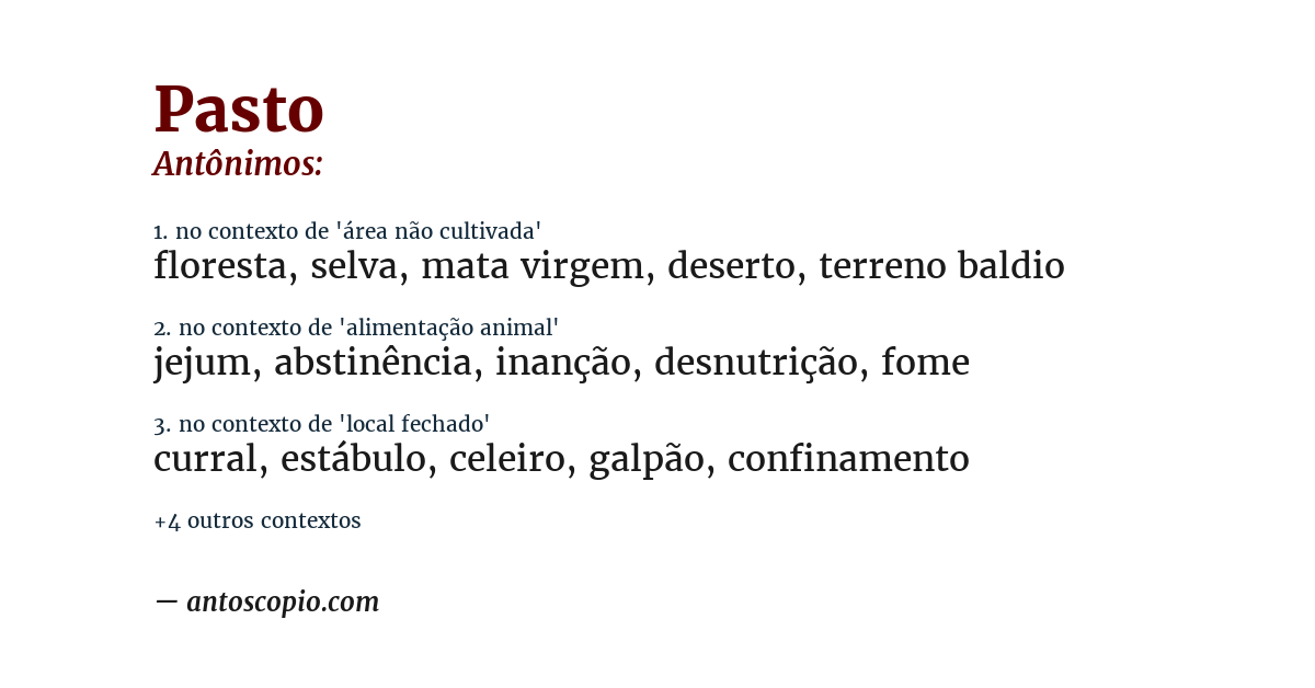 Antônimo de pasto