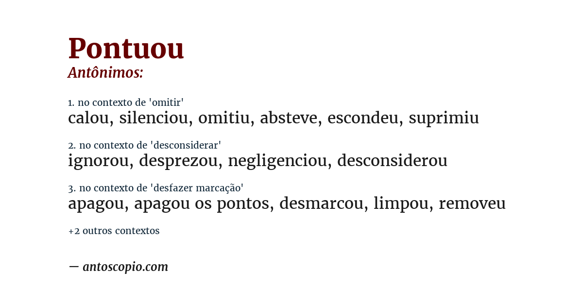 Antônimo de pontuou