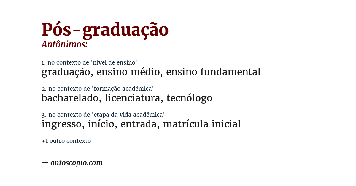 Antônimo de pós-graduação