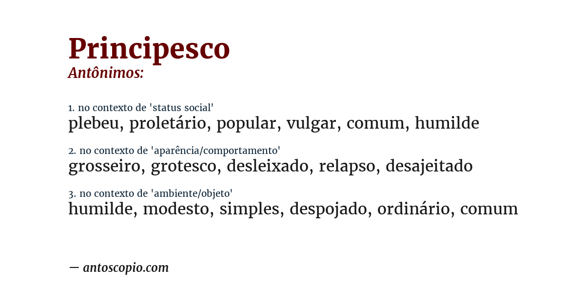 Antônimo de principesco