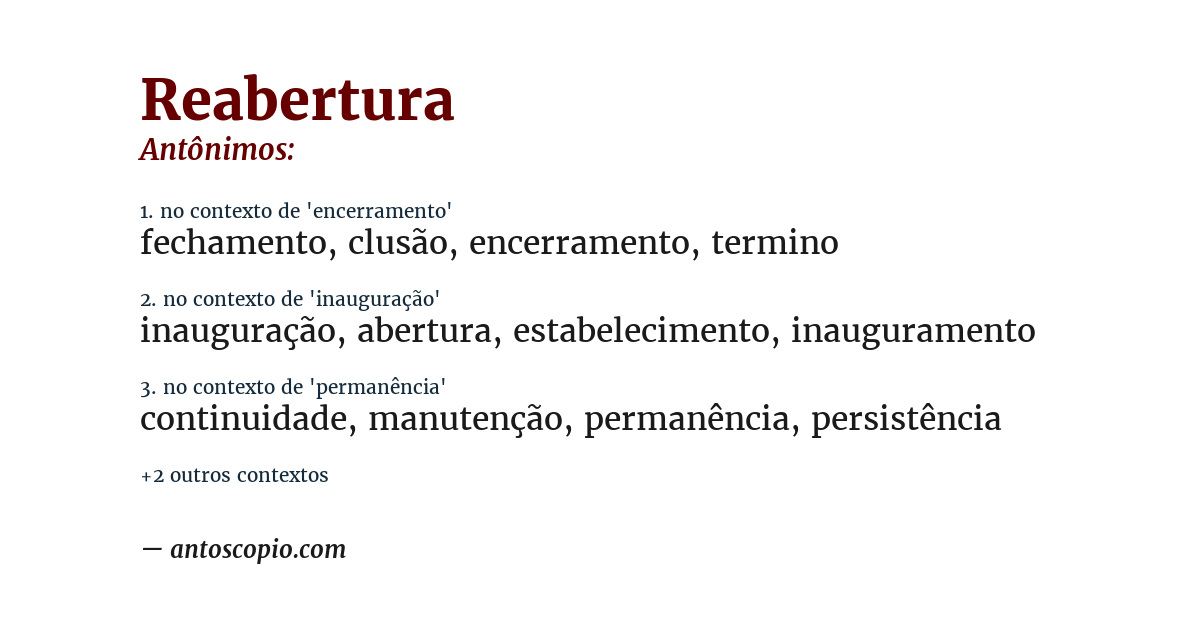 Antônimo de reabertura