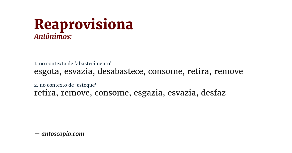 Antônimo de reaprovisiona