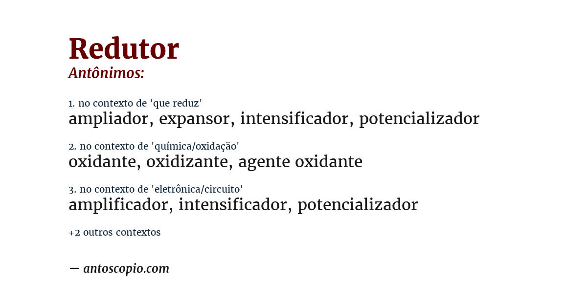 Antônimo de redutor