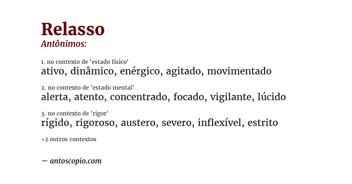 Antônimo de relasso