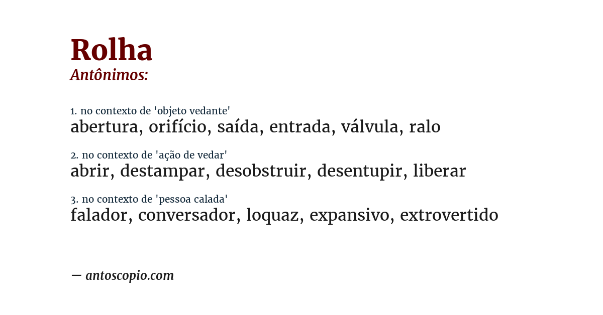 Antônimo de rolha