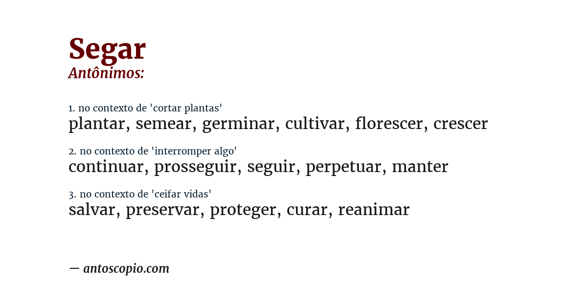 Antônimo de segar