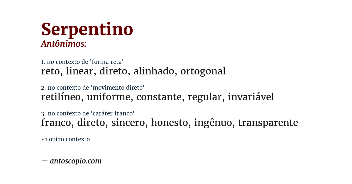 Antônimo de serpentino