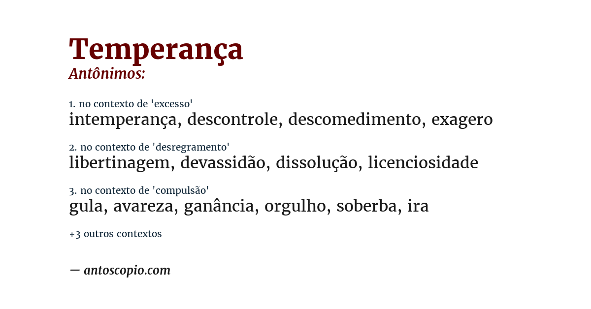 Antônimo de temperança
