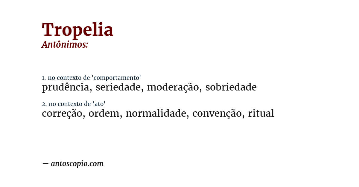 Antônimo de tropelia