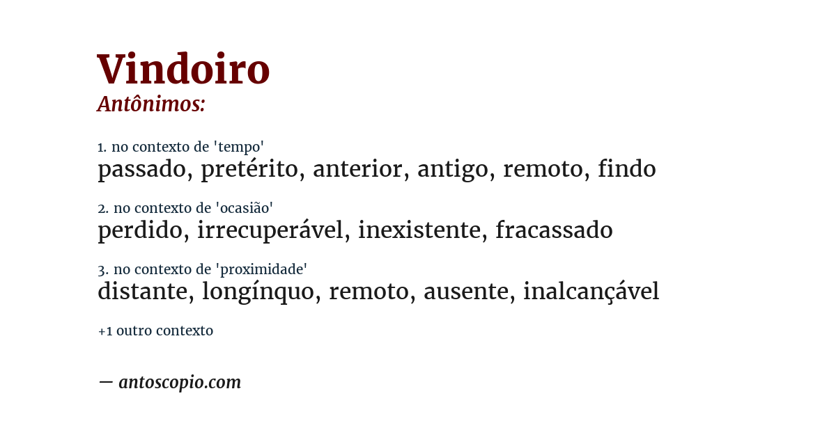 Antônimo de vindoiro