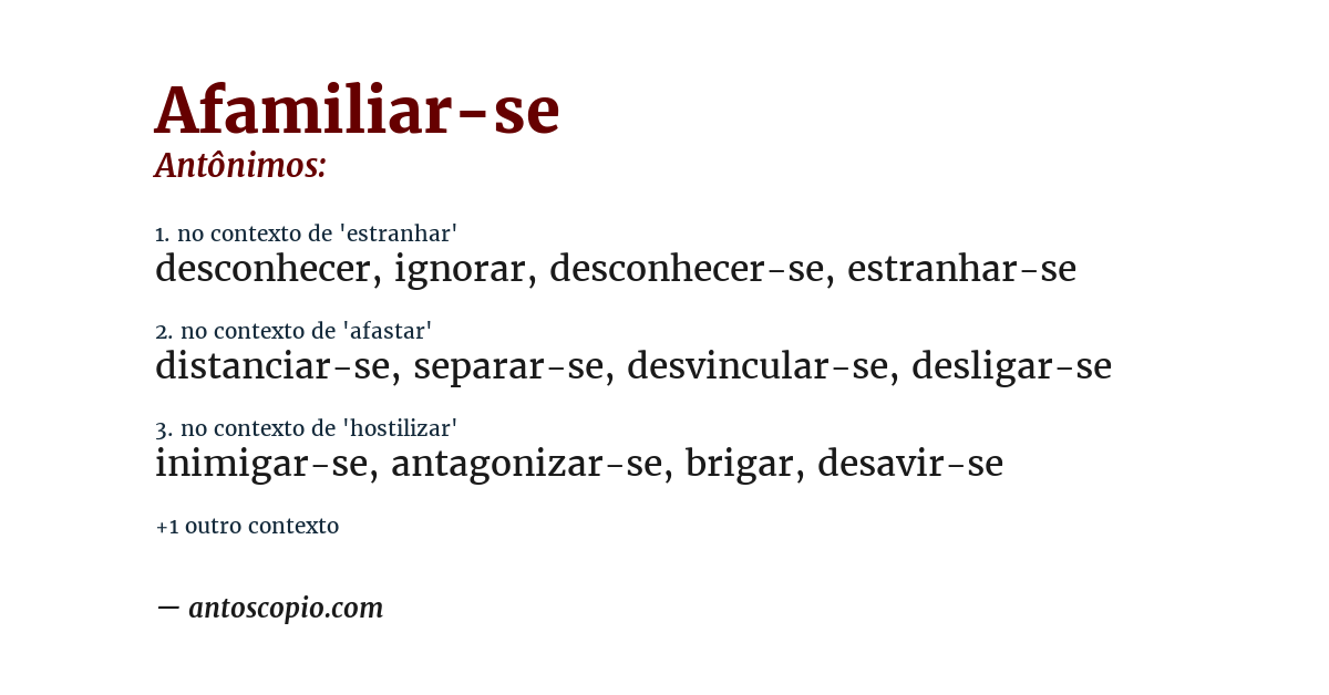 Antônimo de afamiliar-se