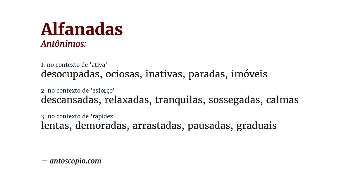 Antônimo de alfanadas