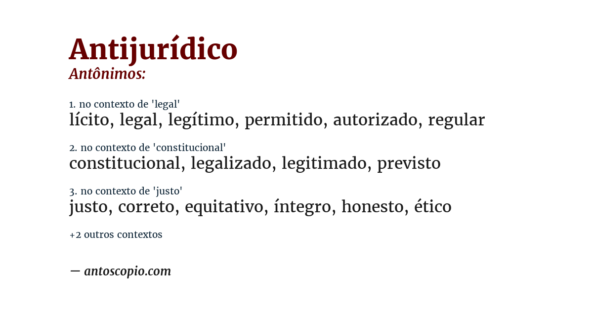 Antônimo de antijurídico