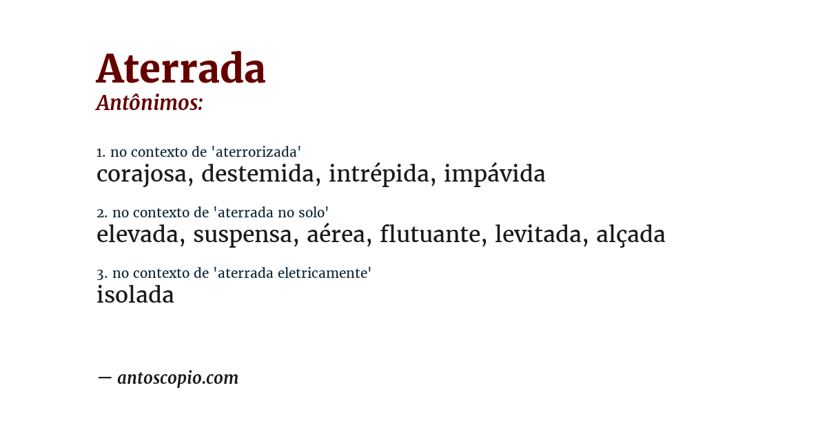 Antônimo de aterrada