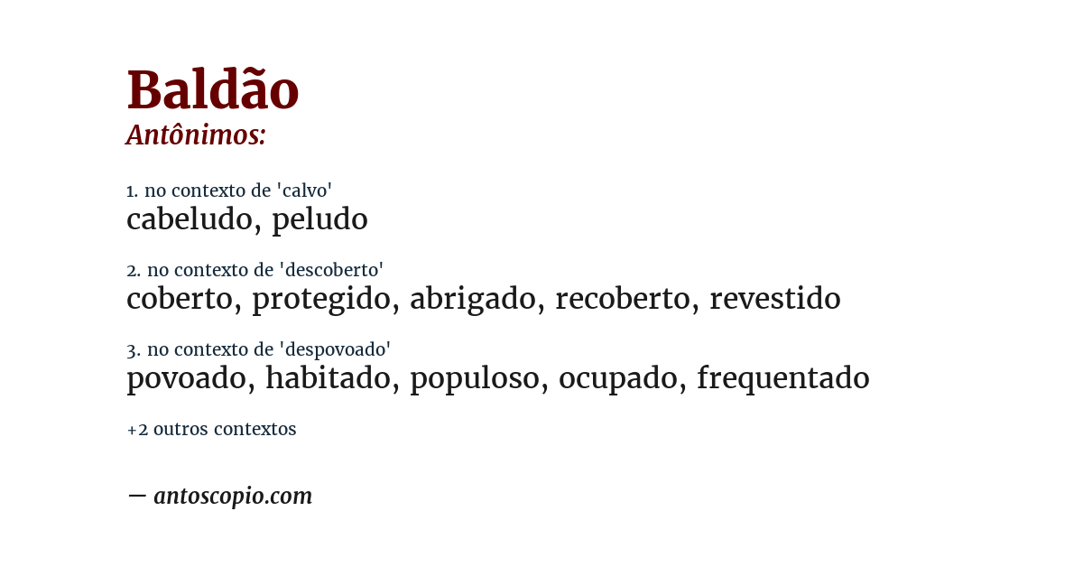 Antônimo de baldão