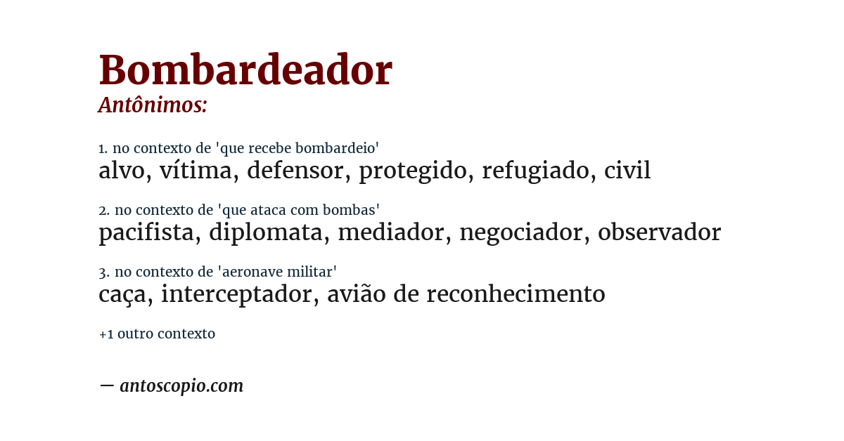 Antônimo de bombardeador