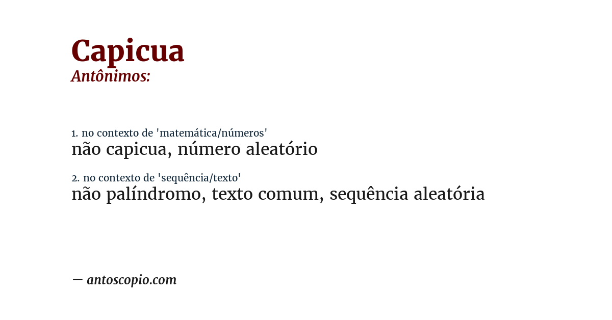 Antônimo de capicua