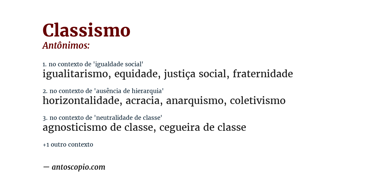 Antônimo de classismo