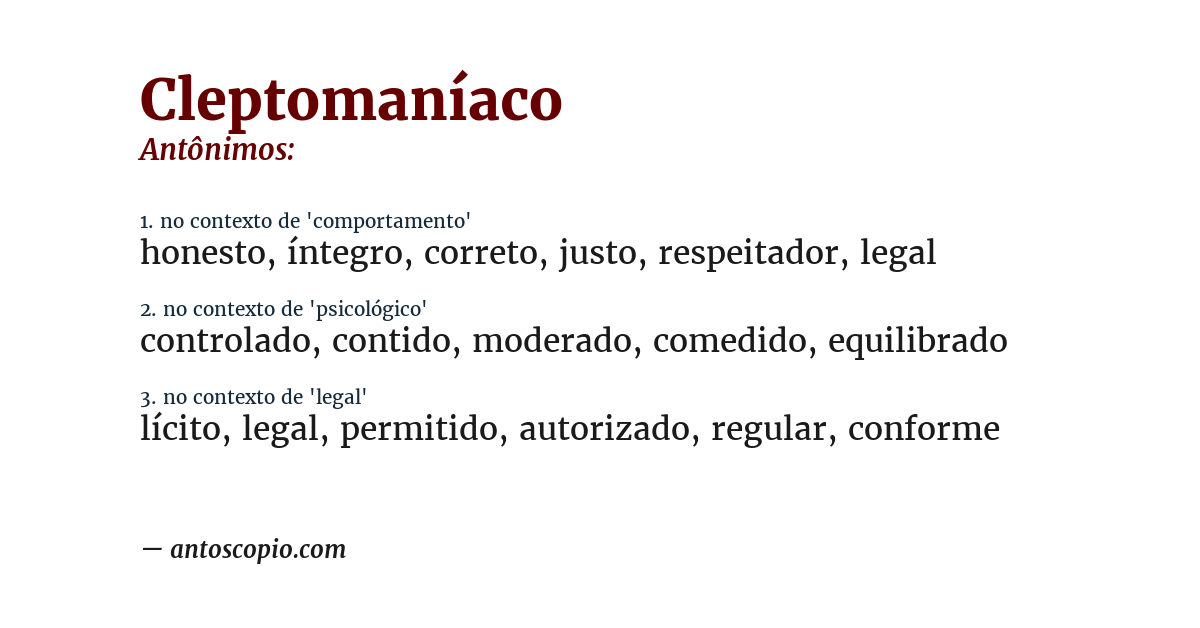 Antônimo de cleptomaníaco
