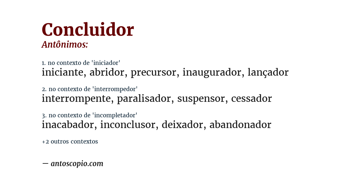 Antônimo de concluidor