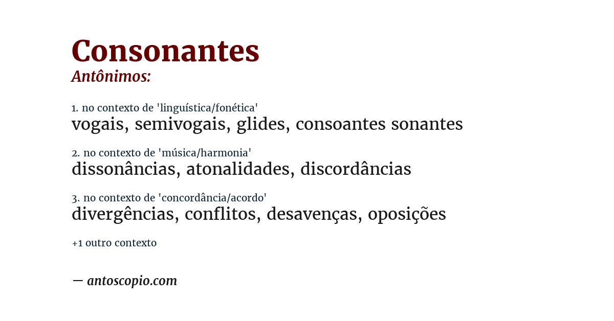 Antônimo de consonantes