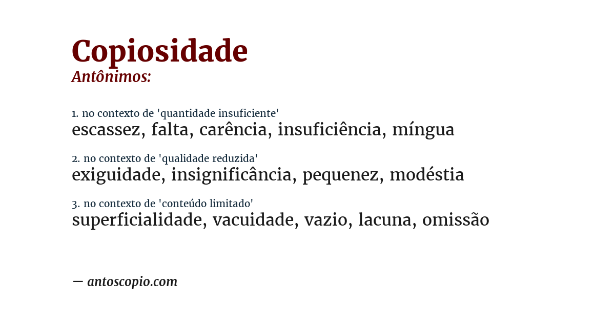 Antônimo de copiosidade