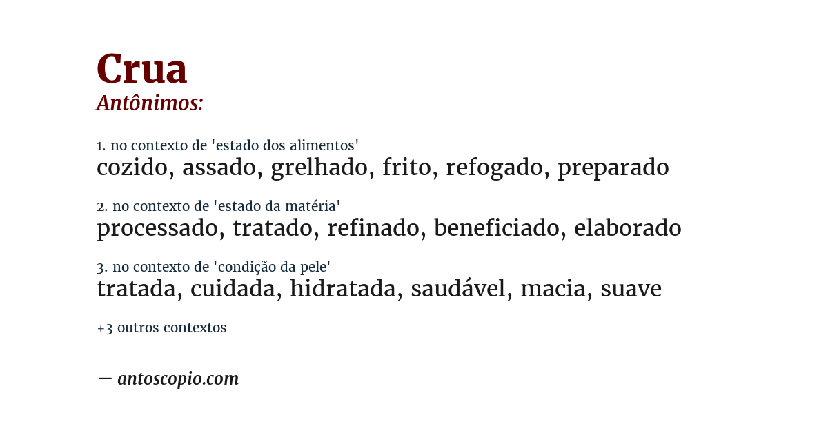Antônimo de crua