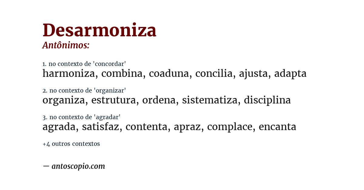 Antônimo de desarmoniza