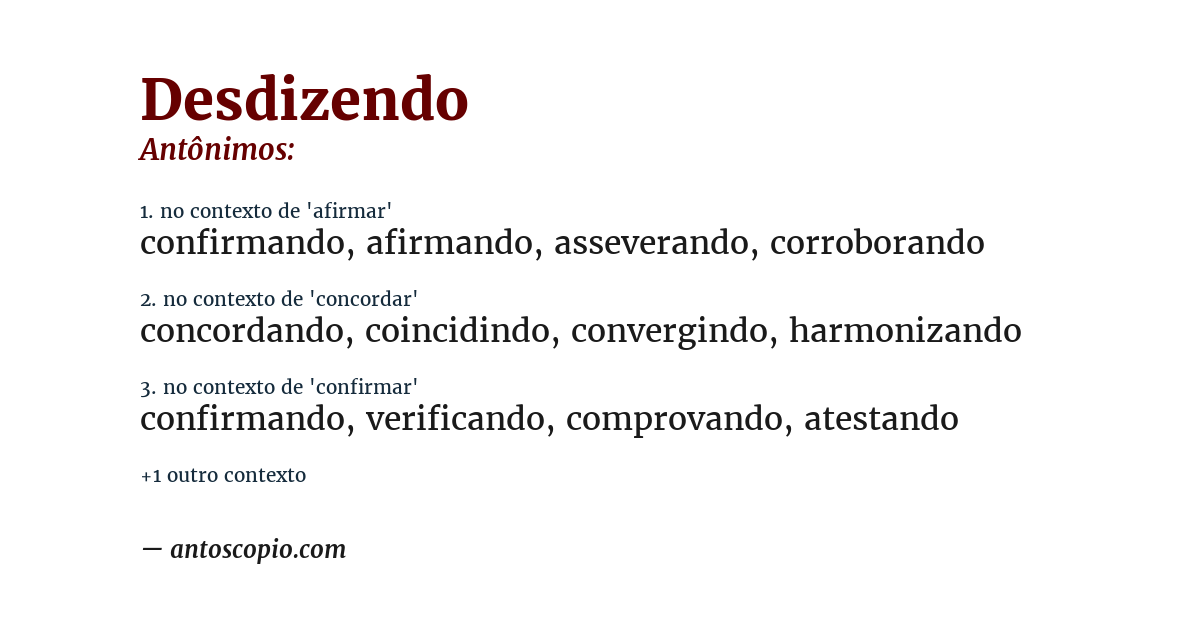 Antônimo de desdizendo