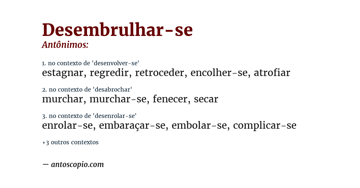 Antônimo de desembrulhar-se