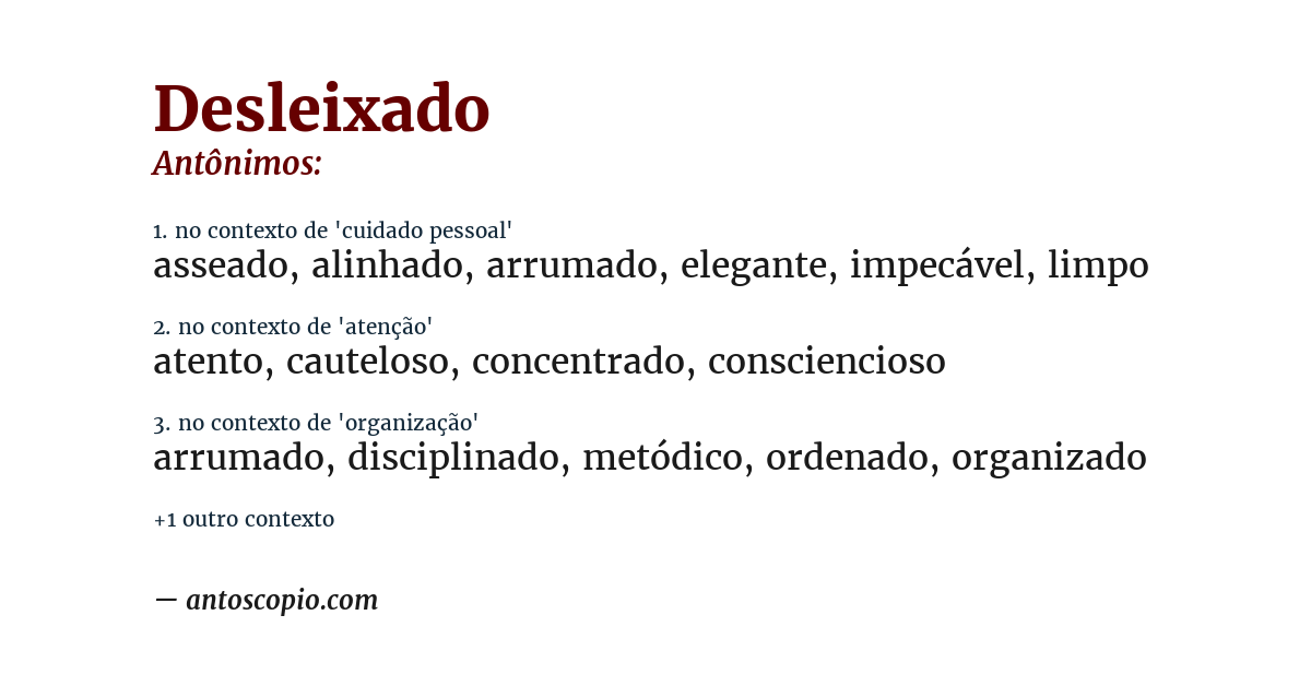 Antônimo de desleixado