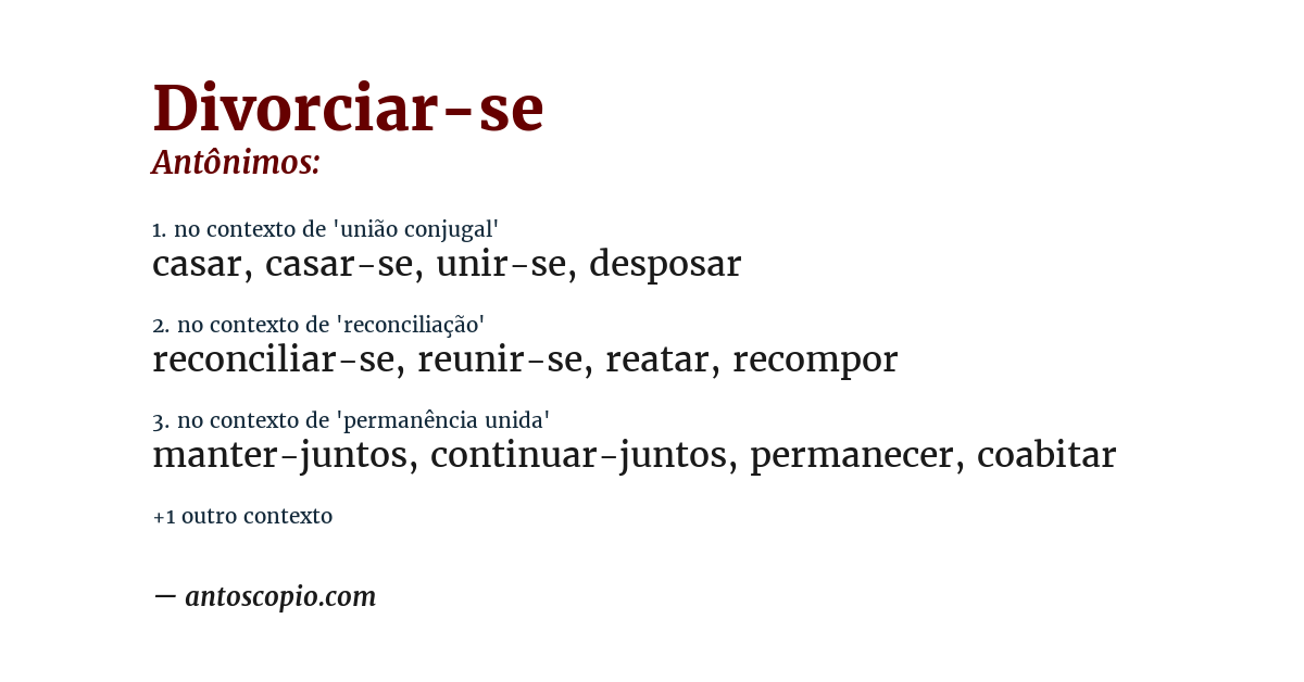Antônimo de divorciar-se
