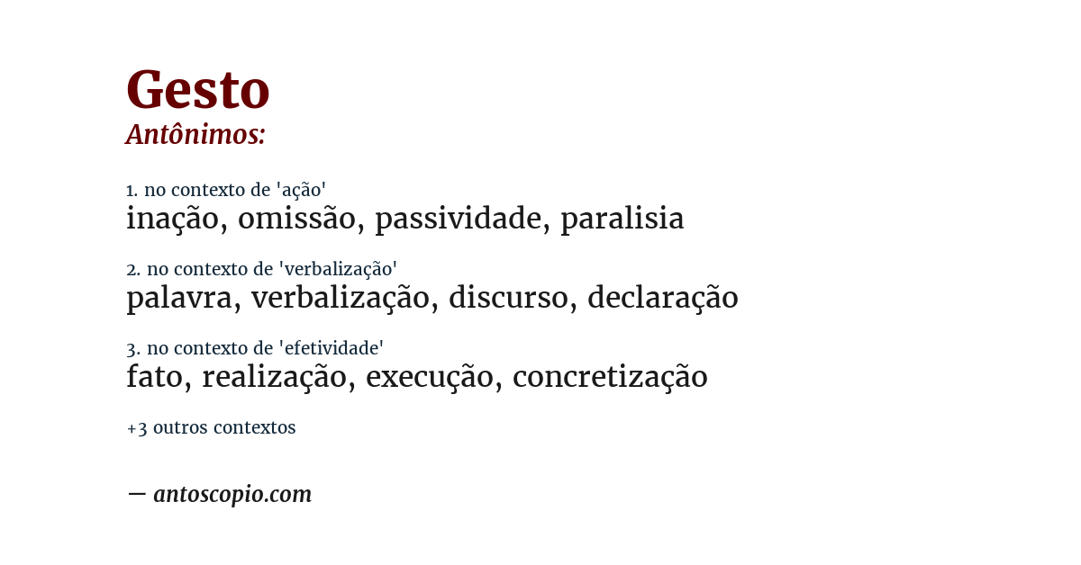 Antônimo de gesto