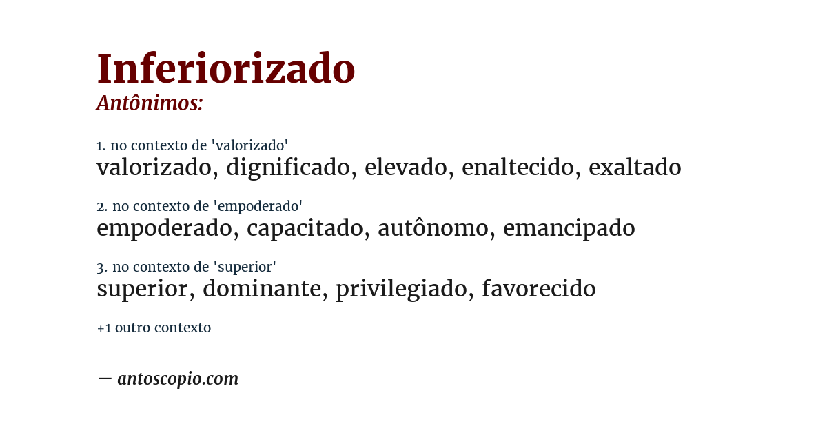 Antônimo de inferiorizado