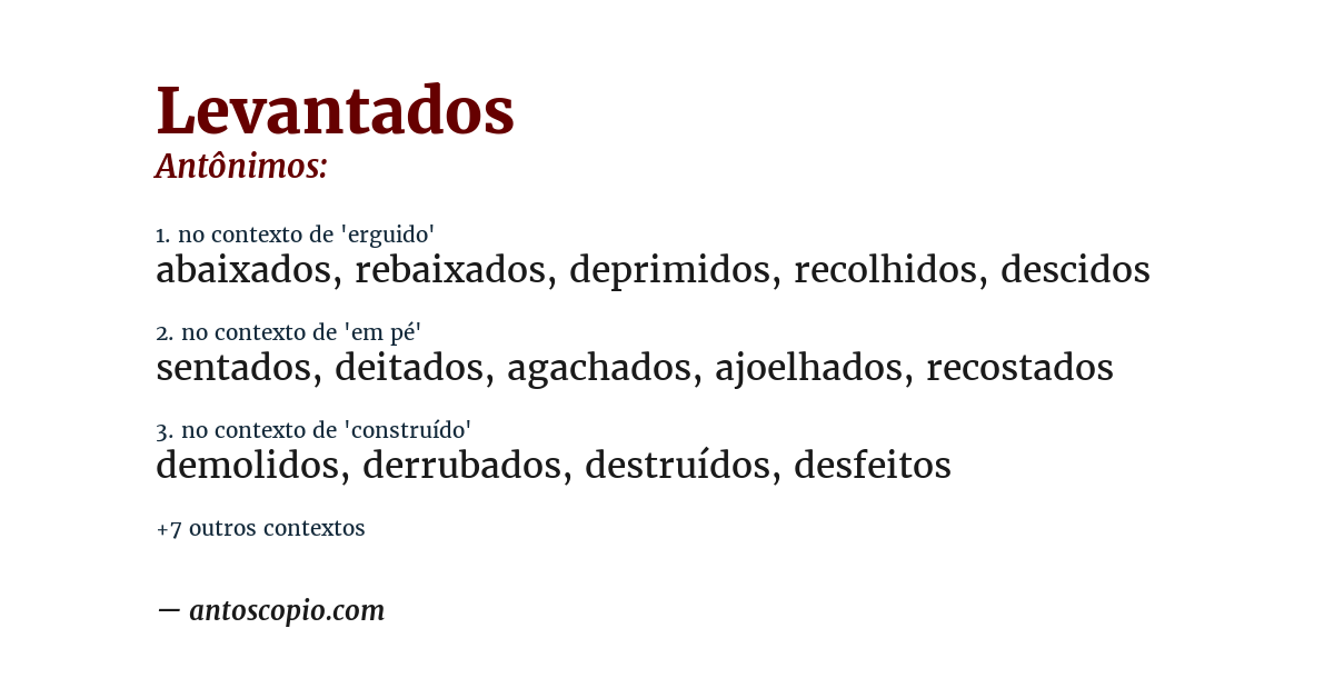Antônimo de levantados