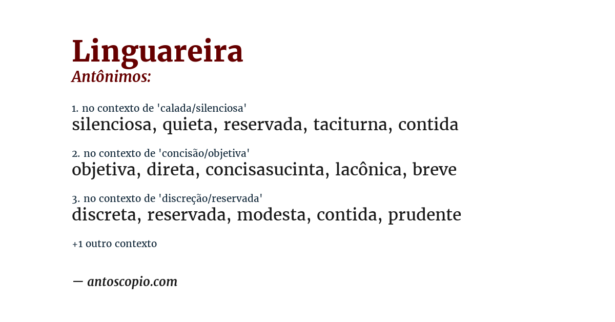 Antônimo de linguareira