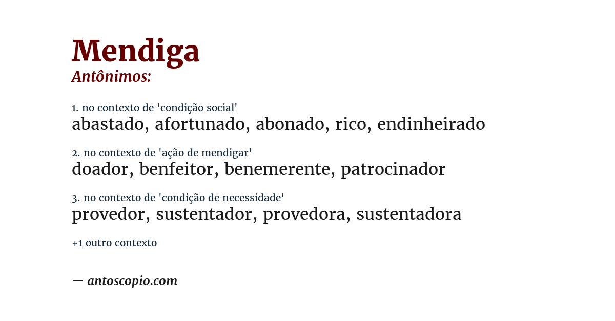 Antônimo de mendiga