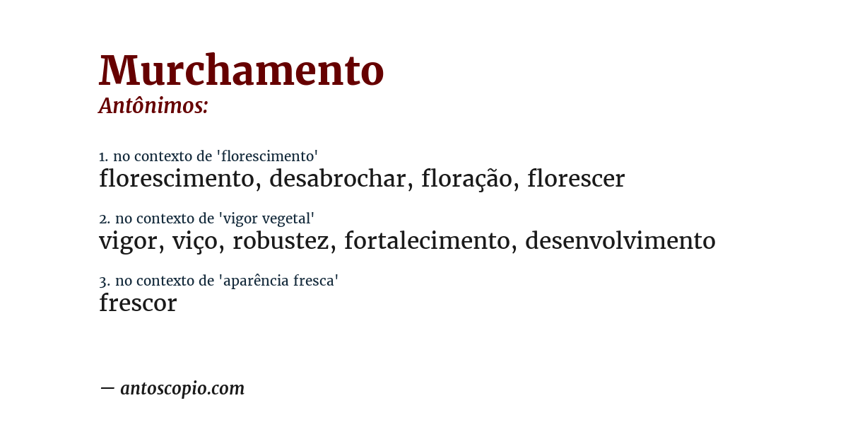 Antônimo de murchamento