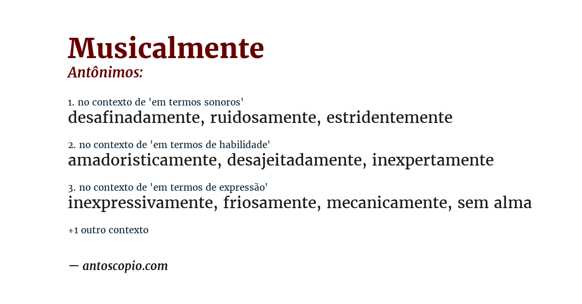 Antônimo de musicalmente