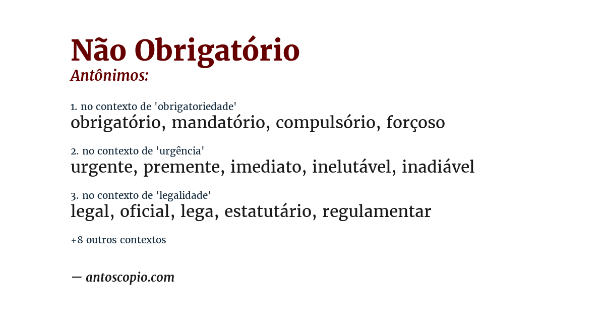 Antônimo de não obrigatório
