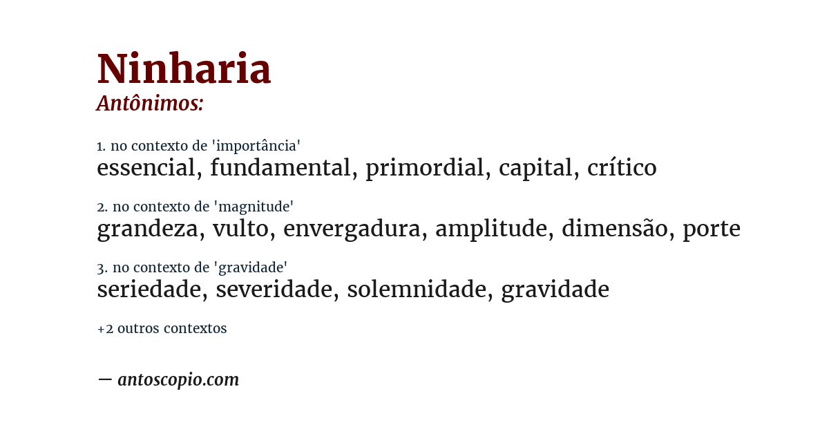 Antônimo de ninharia