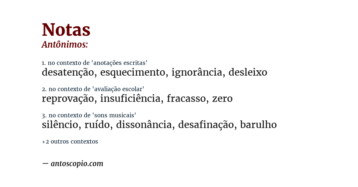 Antônimo de notas