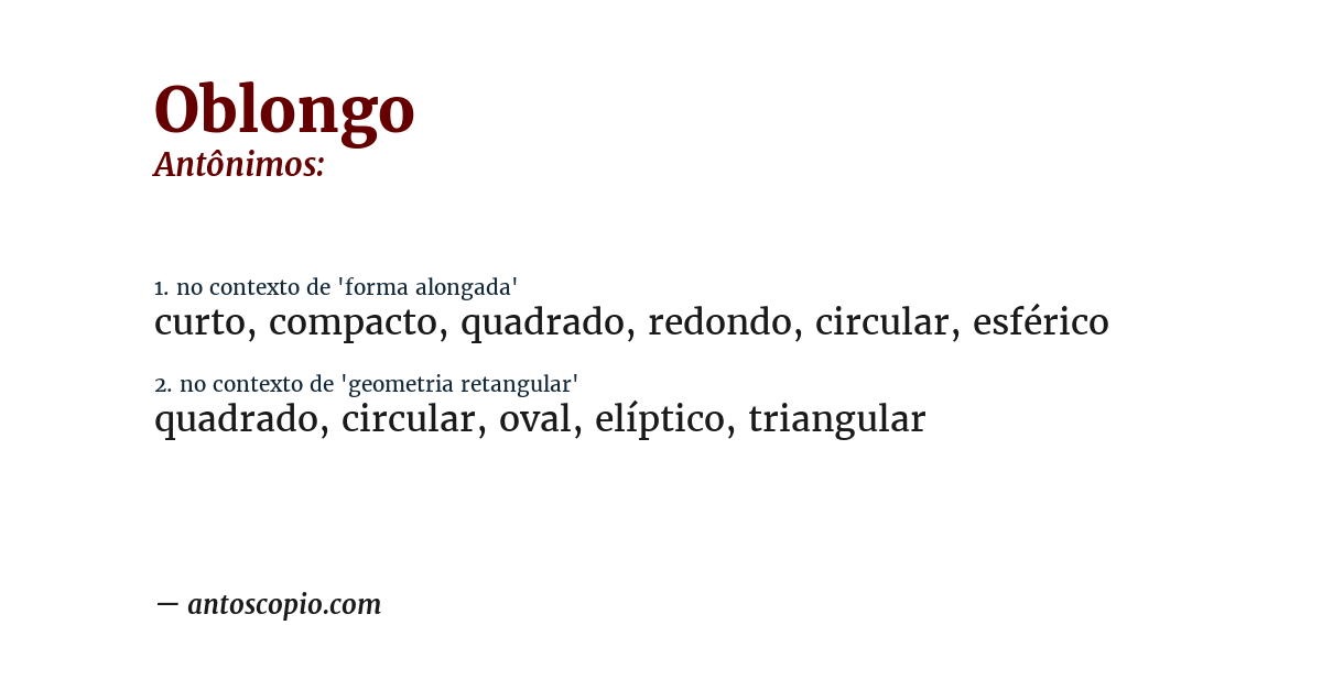 Antônimo de oblongo