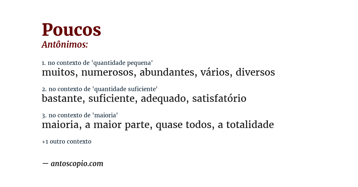 Antônimo de poucos