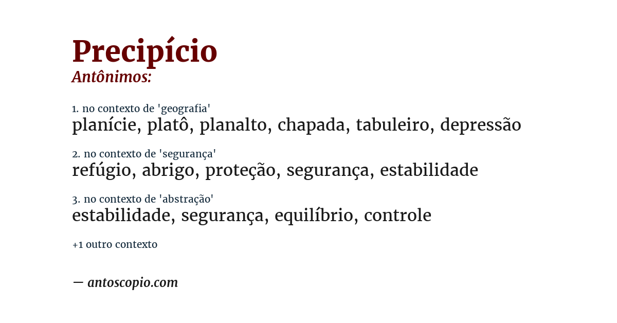 Antônimo de precipício