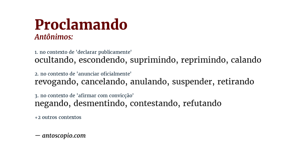 Antônimo de proclamando